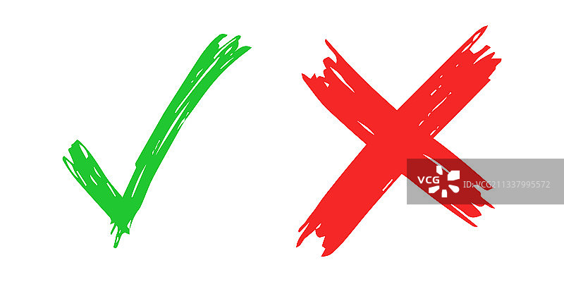 手绘对勾和叉号元素图片素材