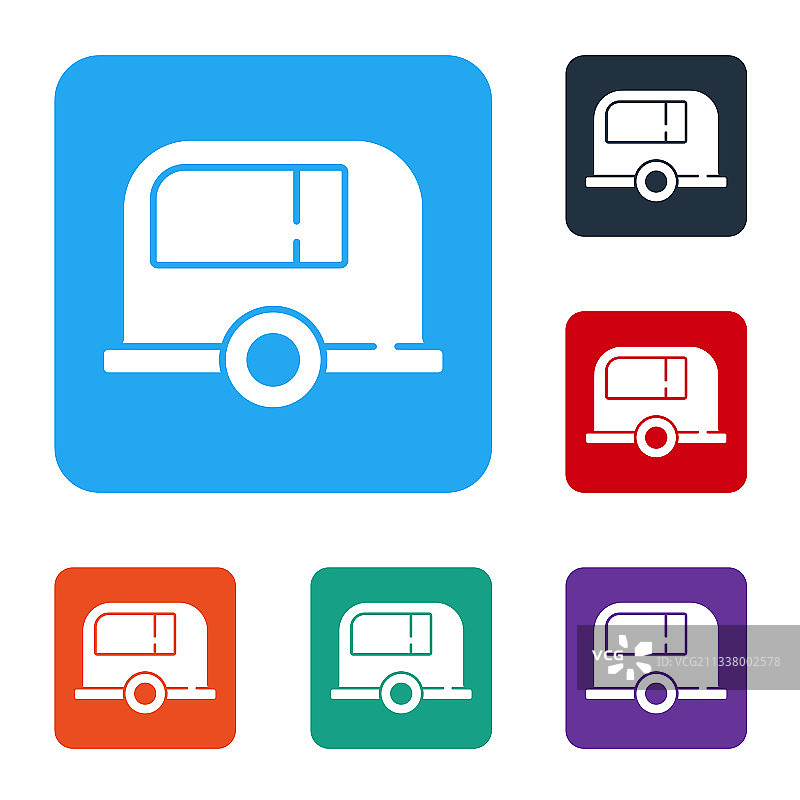 白色房车露营拖车图标图片素材