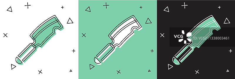 白色和绿色背景上的绞肉机图标套装图片素材