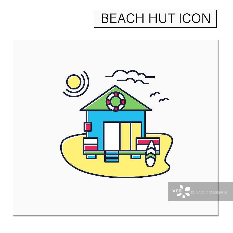 彩色海滩小屋图标图片素材