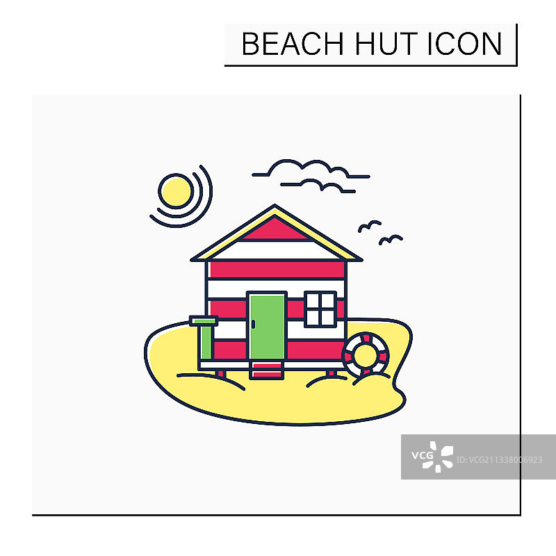 彩色海滩小屋图标图片素材