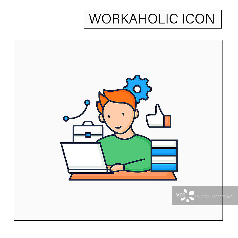 工作狂彩色图标图片素材