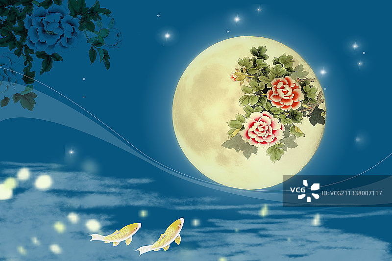 中秋佳节花好月圆图片素材