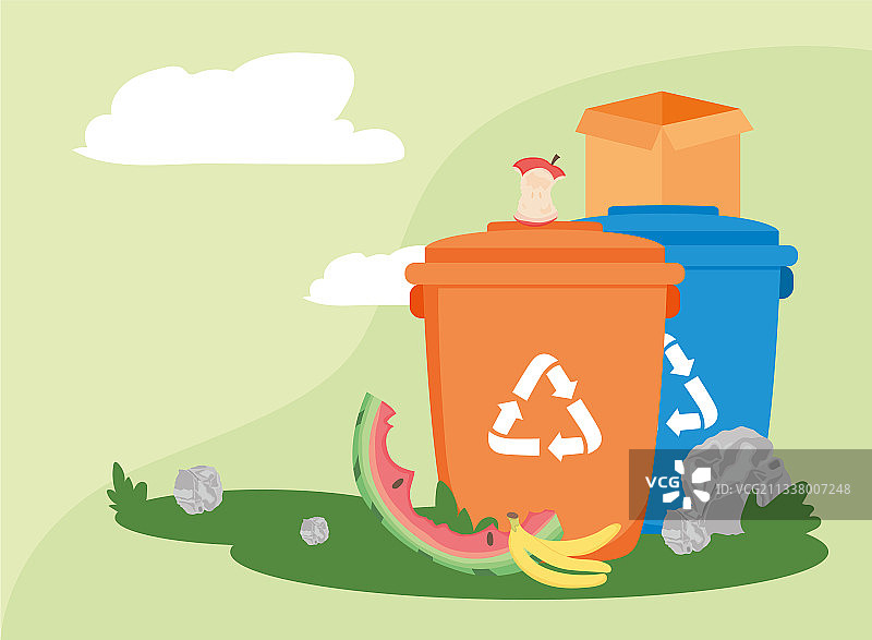 橙色蓝色垃圾图片素材