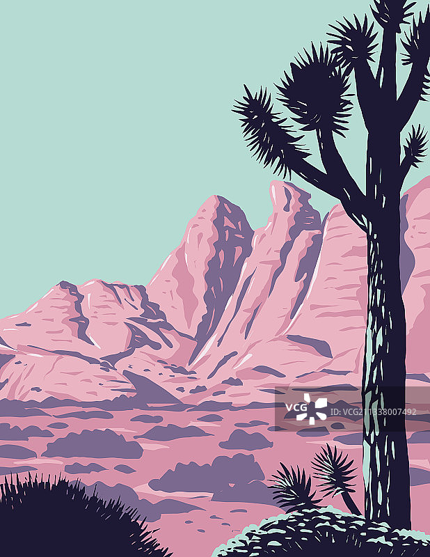 偏远崎岖沙漠中的约书亚树图片素材