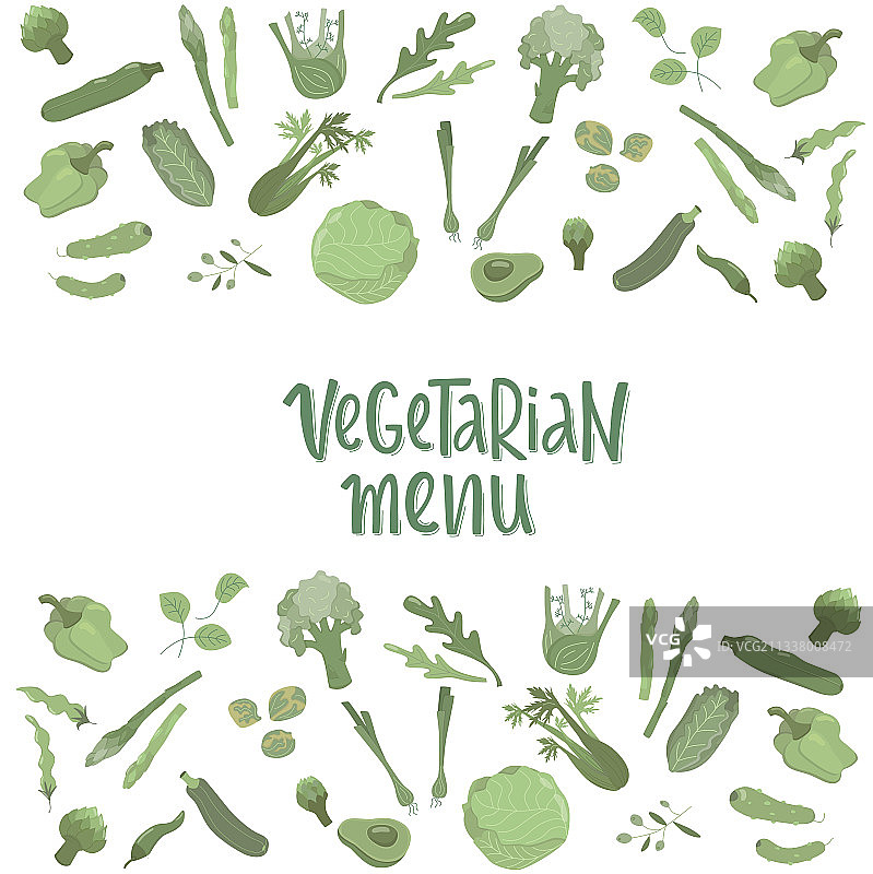 绿色手写素食菜单图片素材