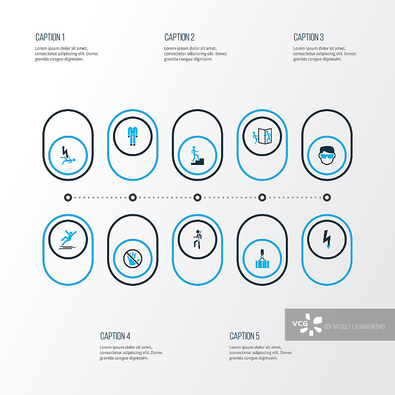 带停止保护的彩色标志图标集图片素材