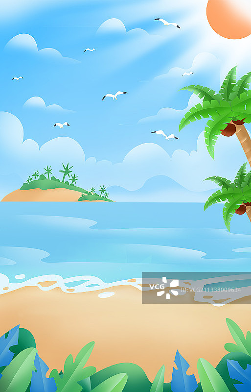 夏天暑假沙滩户外假日海报模板图片素材