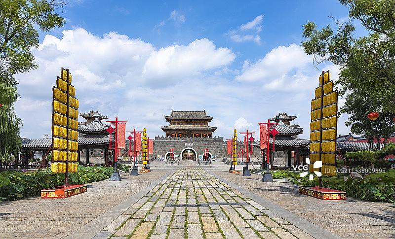 山东临沂市河东区沂州古城夏季风景图片素材