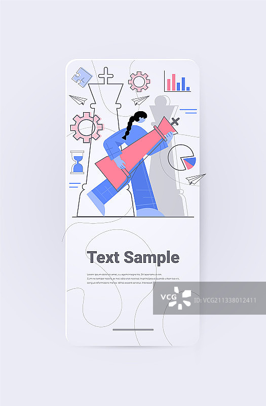 女商人推动国际象棋进行头脑风暴图片素材