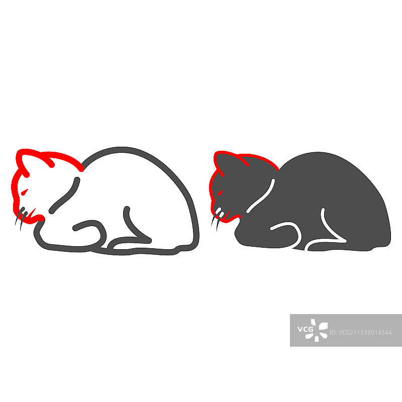 猫泛白细胞减少症线条和实体图标图片素材