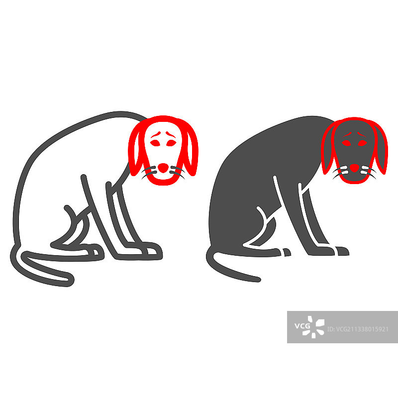 犬瘟热犬类线条和实心图标疾病图片素材