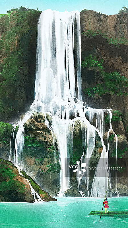 夏季清凉瀑布图片素材