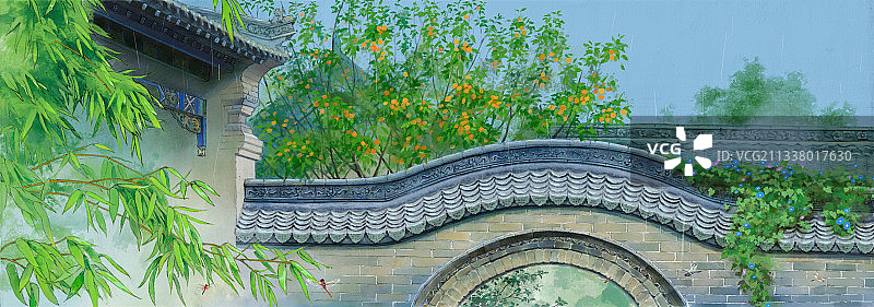 庭院一角四季风景 夏图片素材