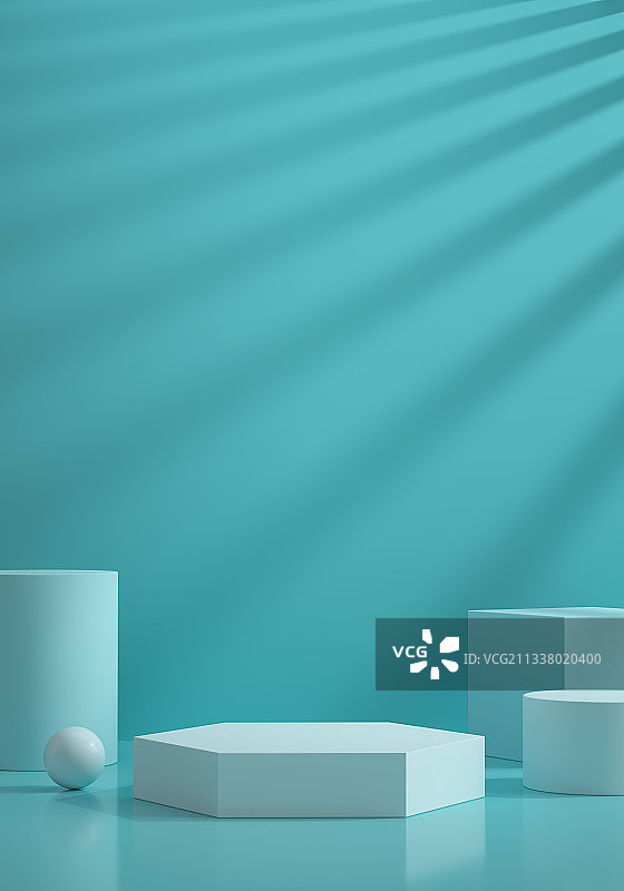 青色产品展台三维图形背景图片素材