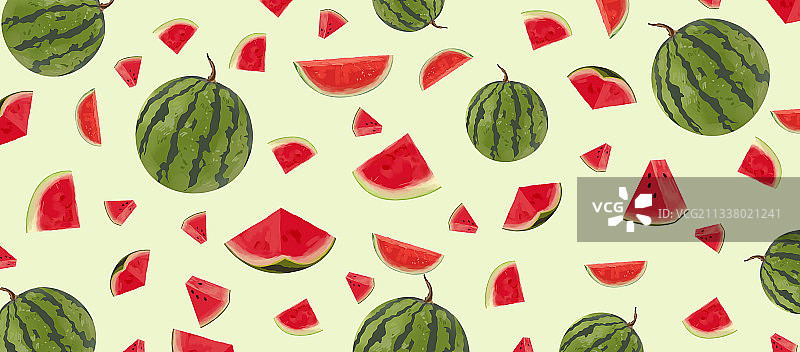 可爱小清新水果夏季西瓜壁纸贴纸服装图案图形纹路包装插画图片素材