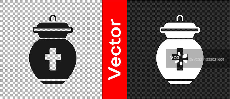 透明背景上的黑色葬礼瓮图标图片素材