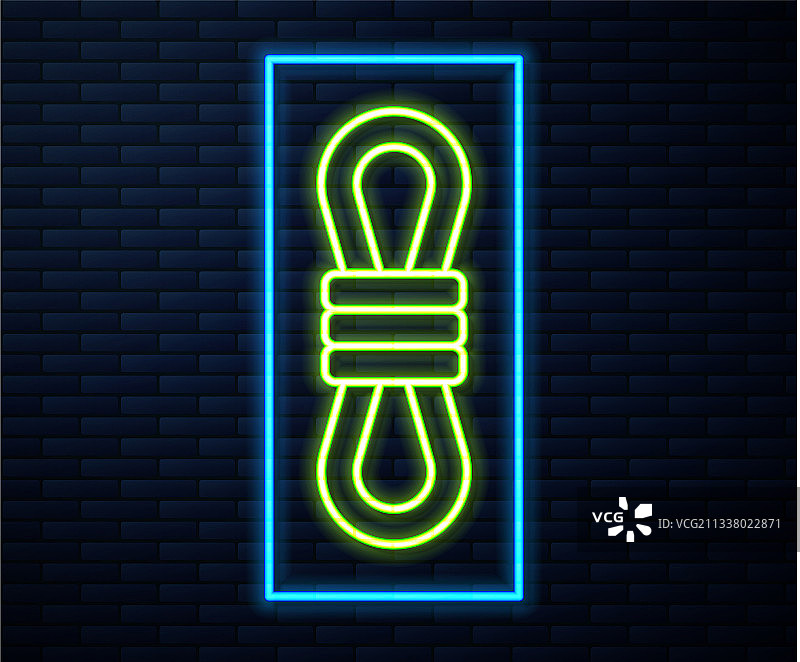 发光的霓虹线：登山绳图标图片素材