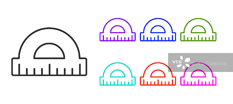 用于测量角度的黑色线条量角器网格图片素材