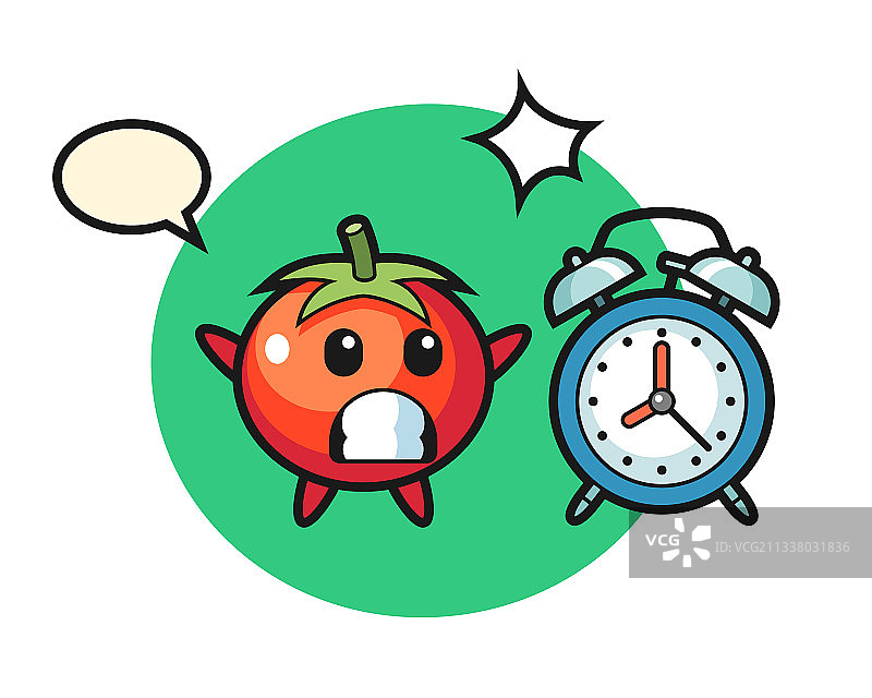 卡通番茄对一个巨型感到惊讶图片素材