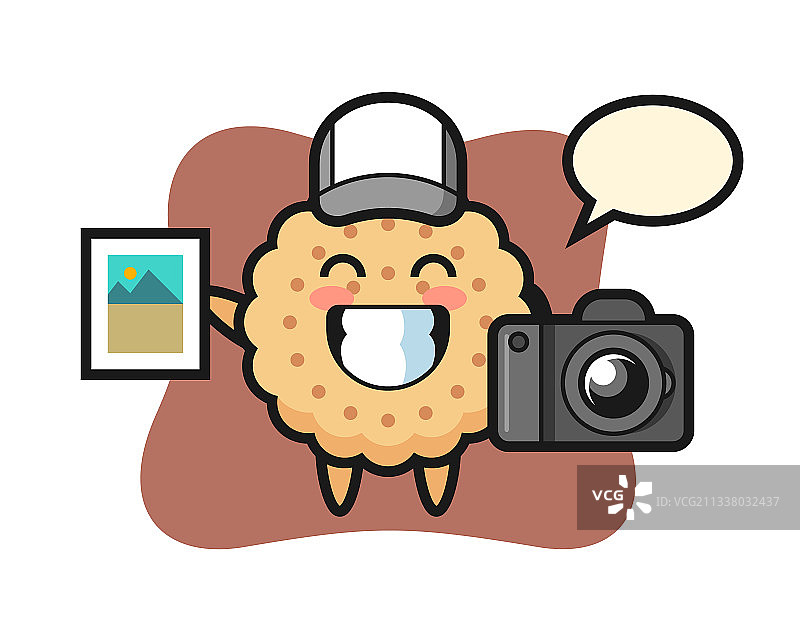 卡通圆形饼干摄影师图片素材