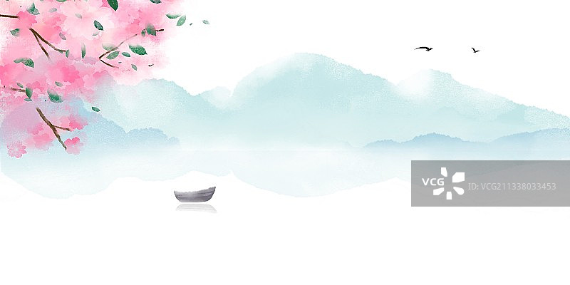 古风山水花画图片素材