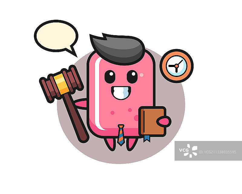 作为法官的卡通泡泡糖吉祥物图片素材