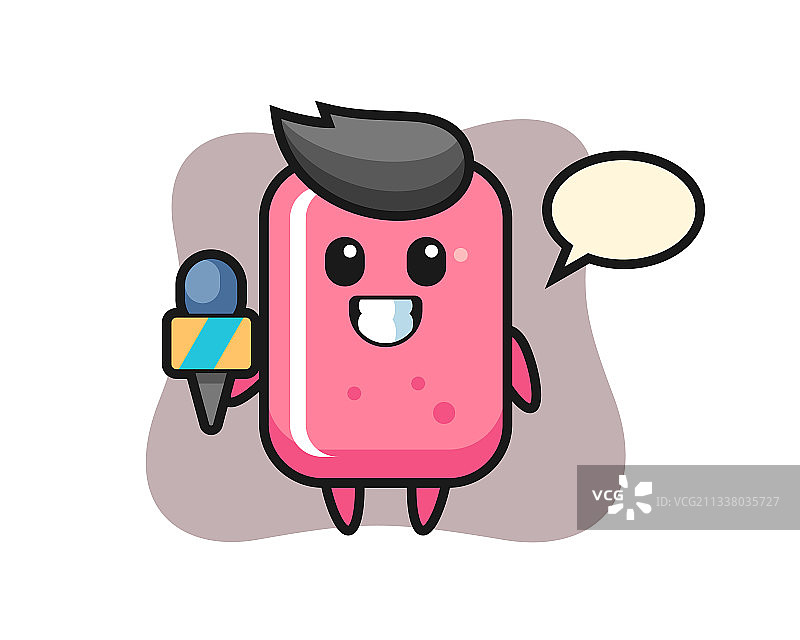 泡泡糖新闻记者吉祥物图片素材