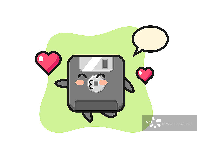 带有亲吻手势的软盘卡通角色图片素材