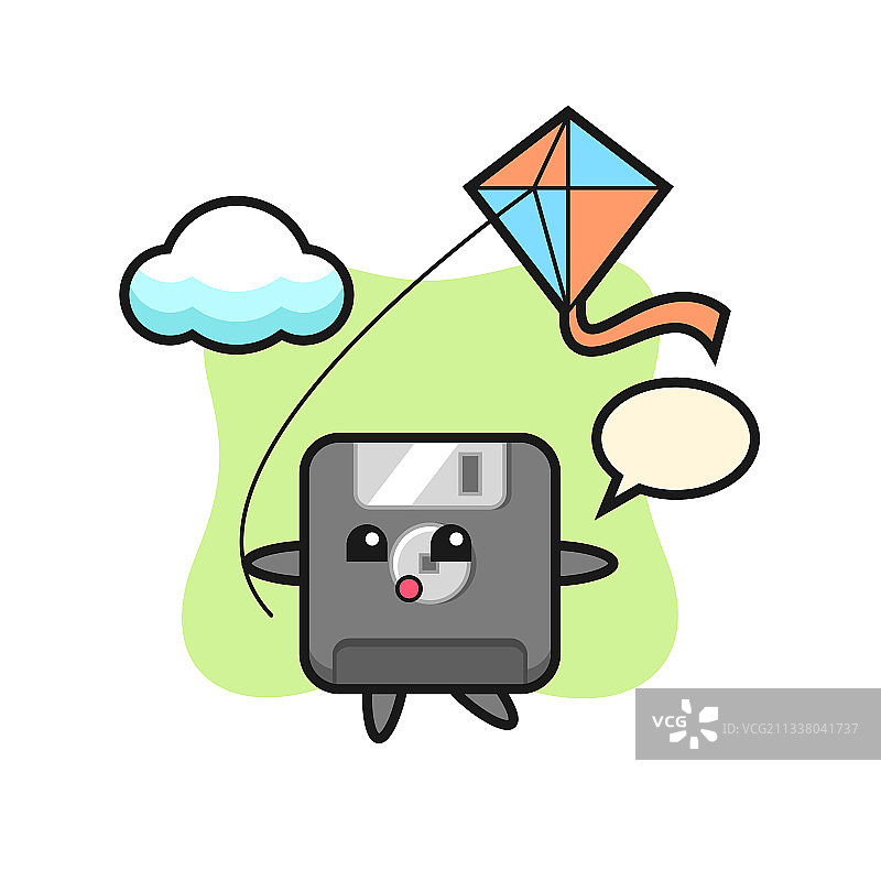 软盘吉祥物正在放风筝图片素材