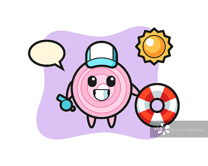 卡通吉祥物洋葱圈海滩守卫图片素材