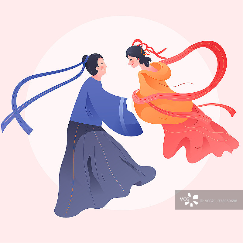 七夕情人节情侣牛郎织女中国风海报活动素材图片素材