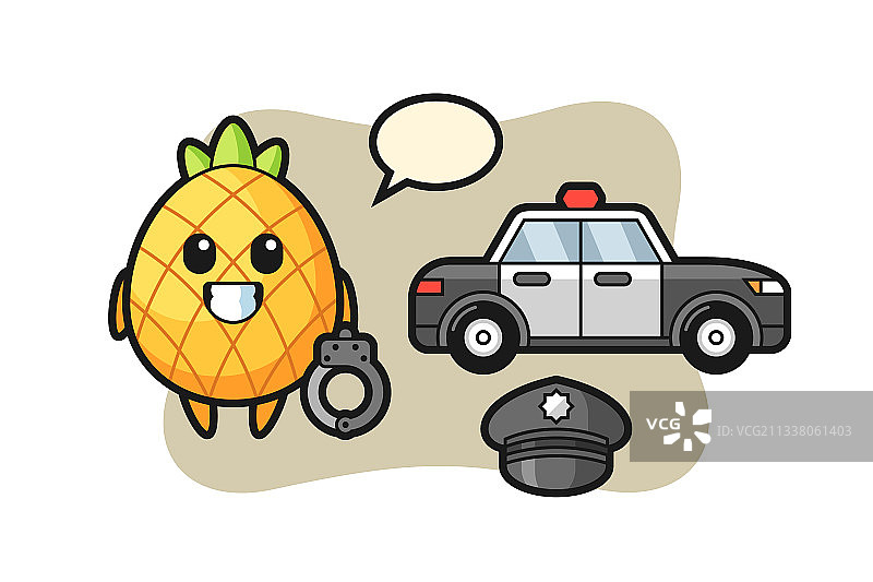 菠萝的卡通警察吉祥物图片素材