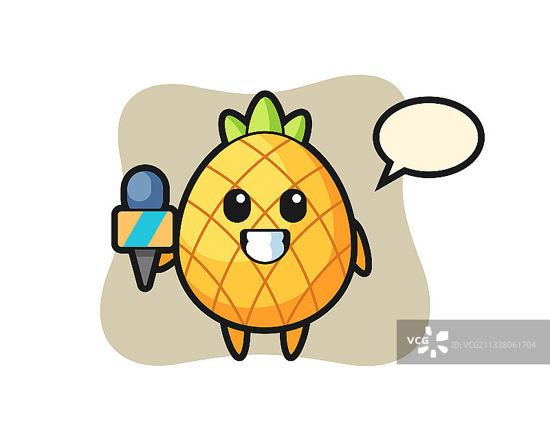 新闻记者装扮的菠萝吉祥物图片素材