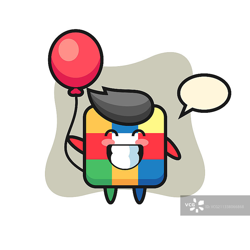 魔方吉祥物在玩气球图片素材