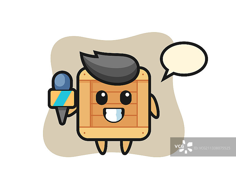 新闻记者装扮的木箱吉祥物图片素材