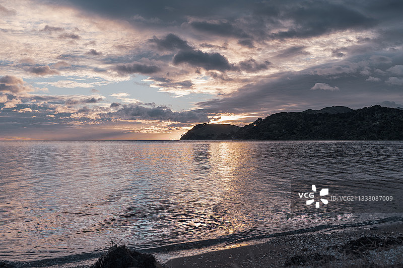 新西兰日落海景图片素材