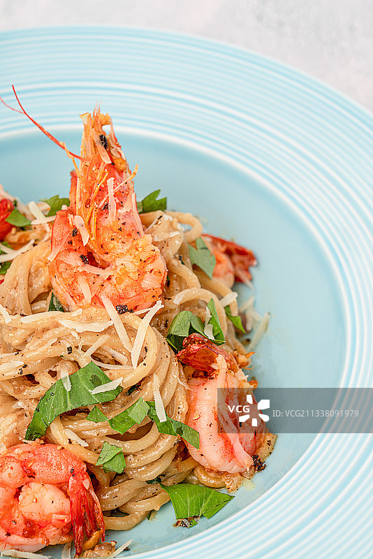 虾仁意大利面图片素材