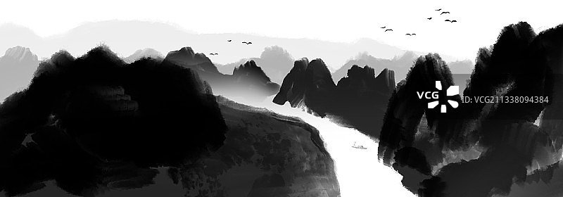 中国风水墨中国画抽象背景元素插图图片素材