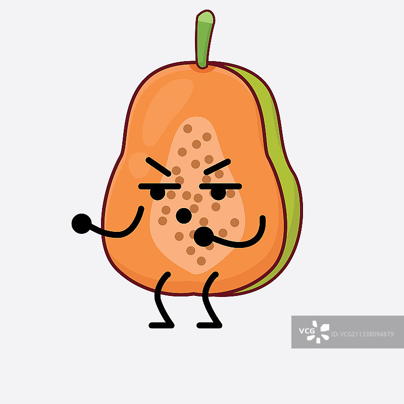 木瓜水果可爱卡通人物，简约面部图片素材