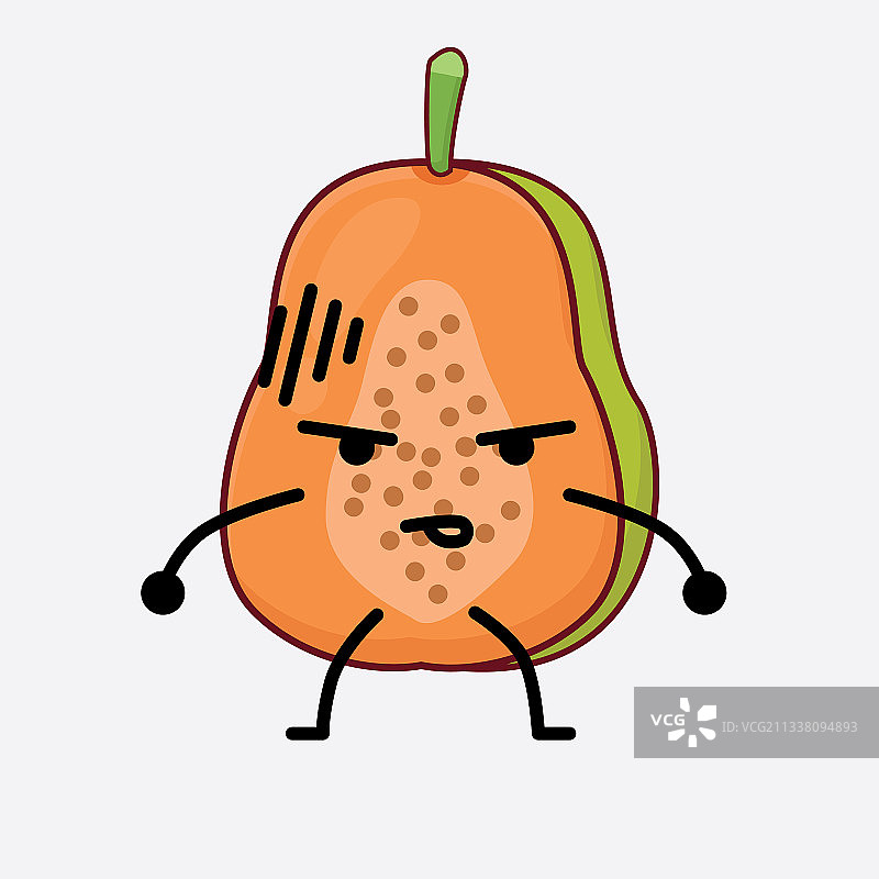 木瓜水果可爱卡通人物，简约面部图片素材