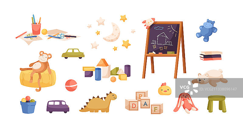 儿童毛绒塑料玩具黑板套装图片素材