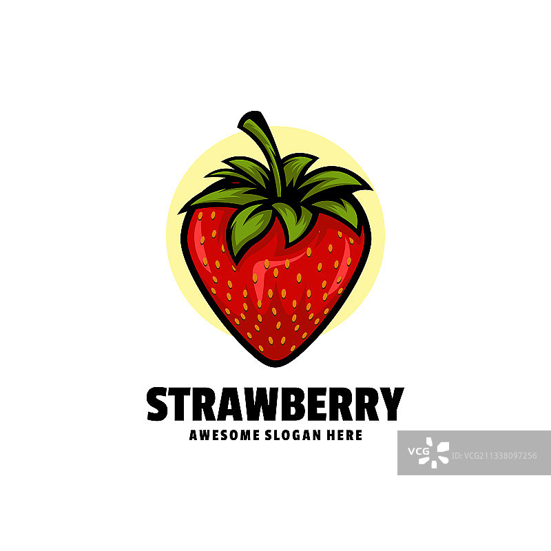 草莓简约吉祥物风格标志图片素材