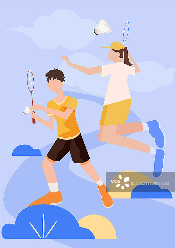 羽毛球矢量插画图片素材