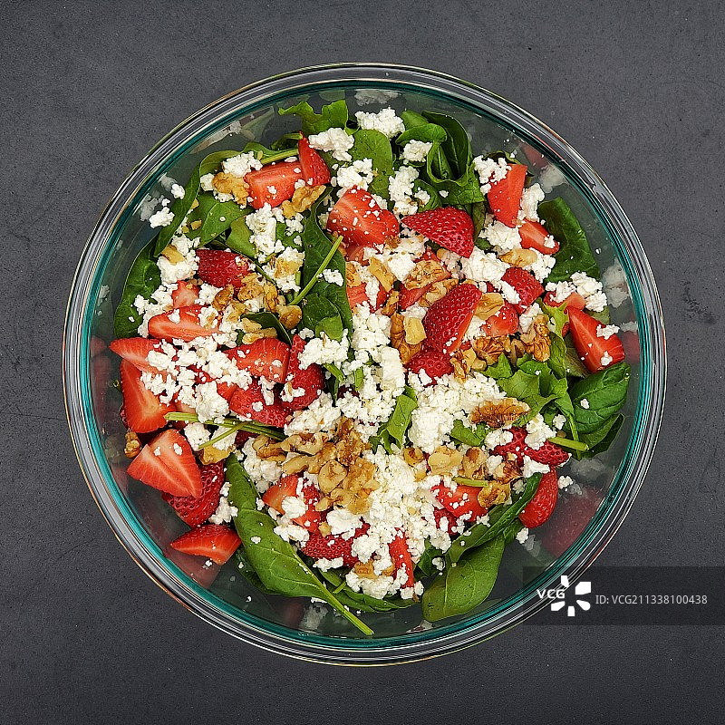 碗装沙拉的俯视照片图片素材