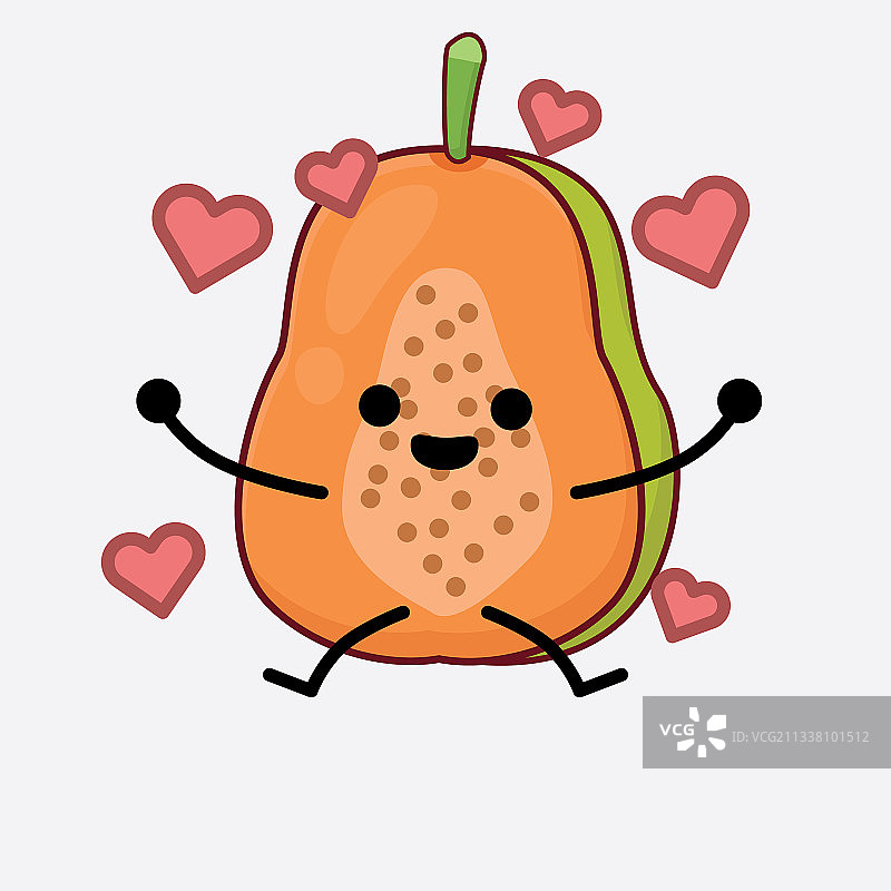 木瓜水果可爱卡通人物，简约面部图片素材