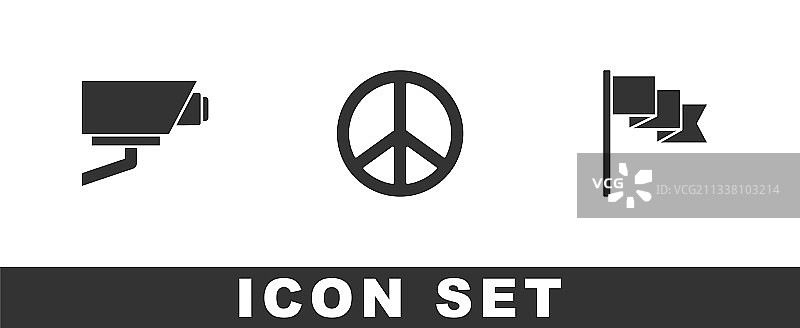 安防摄像头、和平与位置标记图片素材