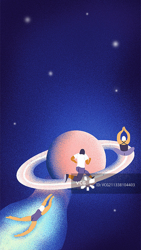 三个人在宇宙中运动图片素材