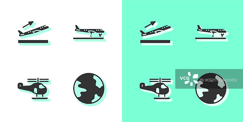 全球飞机起飞直升机图标合集图片素材