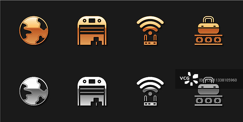 全球飞机库路由器和无线网络设备图片素材